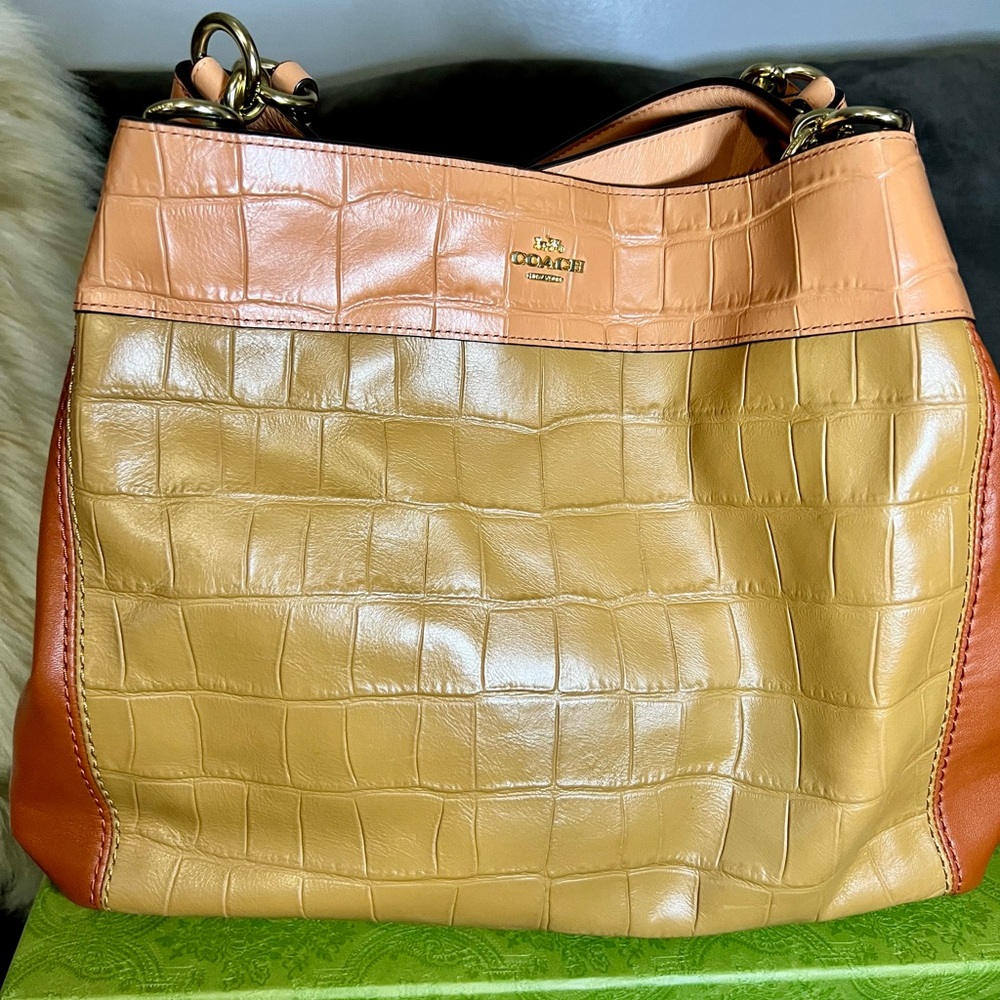 Coach Tan and Orange Leather Bag